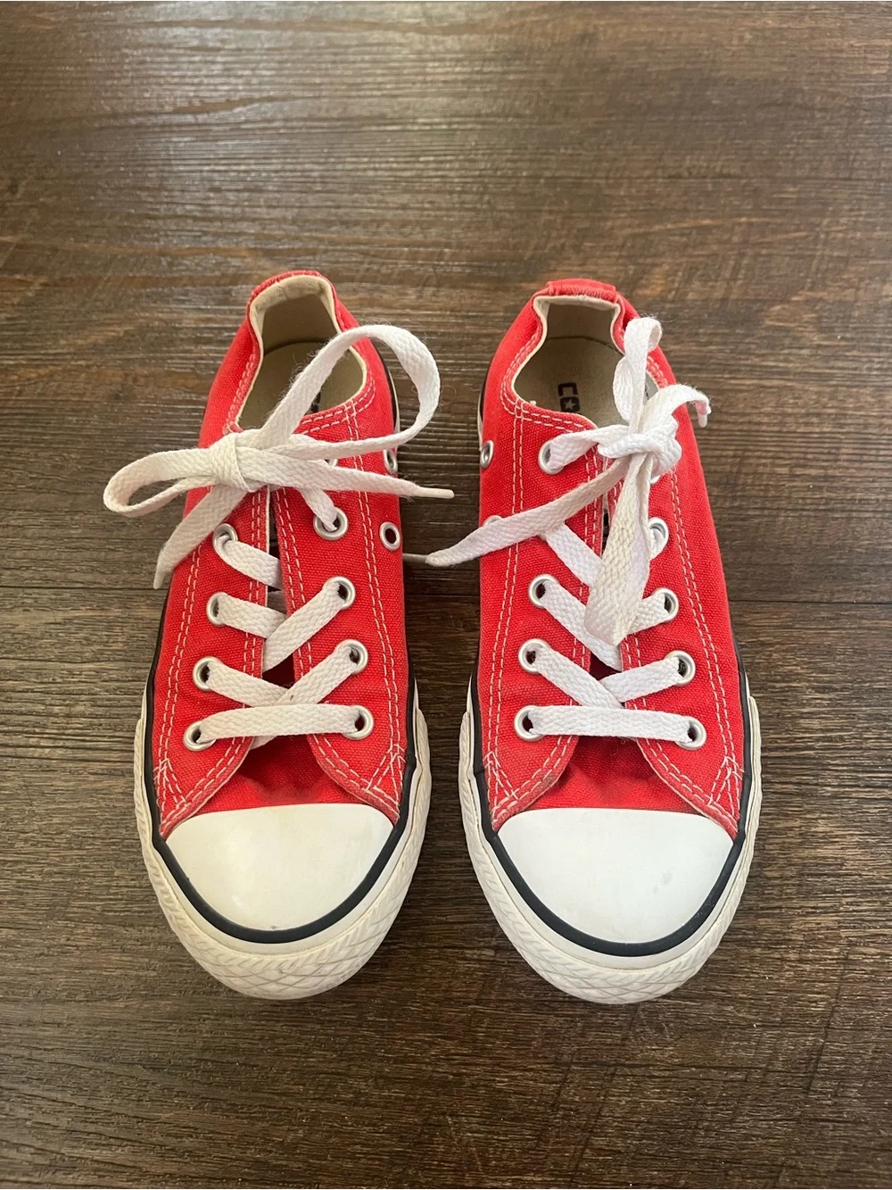 Converse Kids Red Canvas Low-Top Sneakers with White Laces